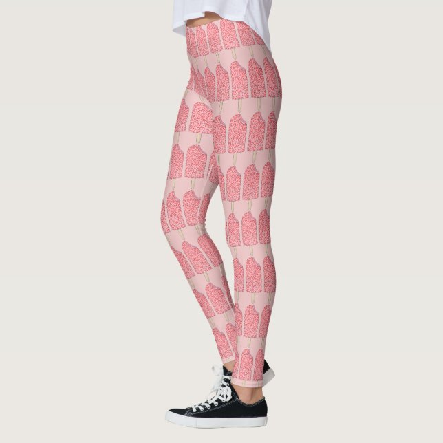 Pink Strawberry Shortcake Popsicle Valentine's Day Leggings (Left)