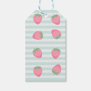 Pink Strawberry Stripes Gift Tags