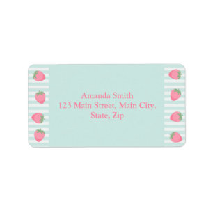 Pink Strawberry Stripes Label