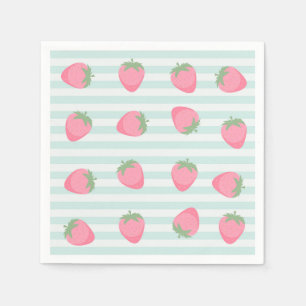 Pink Strawberry Stripes Napkin