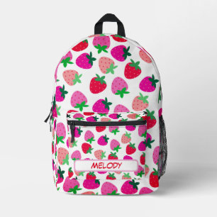 pink strawberry summer nature tropical fruit printed backpack