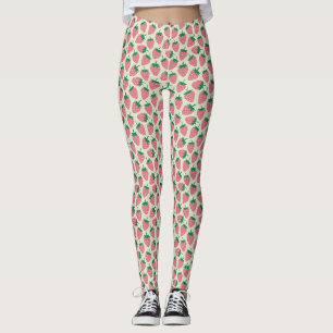 Pink Strawberry Summer Pattern Leggings