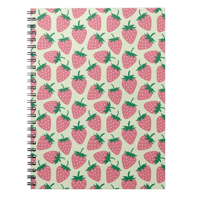 Pink Strawberry Summer Pattern Notebook (Front)