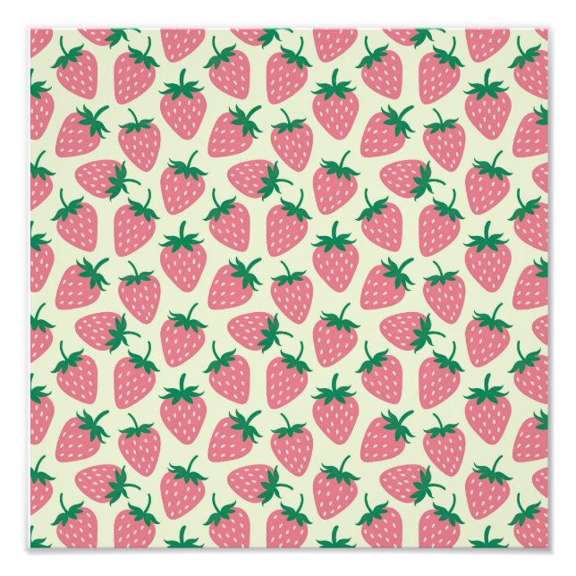 Pink Strawberry Summer Pattern Photo Print (Front)