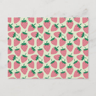 Pink Strawberry Summer Pattern Postcard