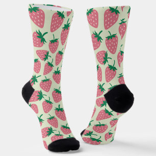 Pink Strawberry Summer Pattern Socks
