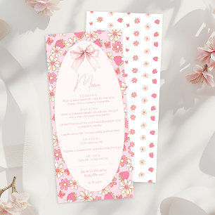 Pink Strawberry Sweet Berry Baby Girl Shower Menu