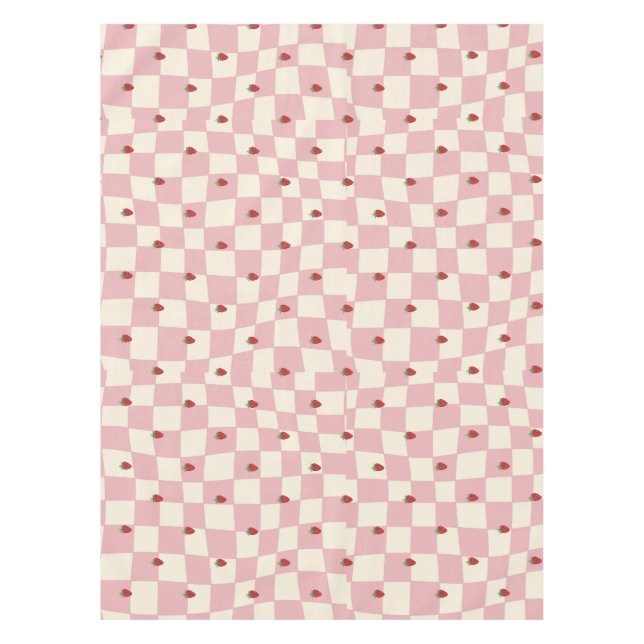 pink strawberry tablecloth (Front)