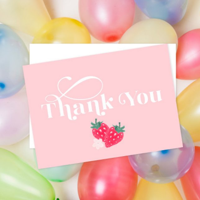 Pink Strawberry Theme Thank You Card (Creator Uploaded)