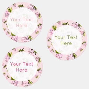 Pink Strawberry Watercolor Designed Labels