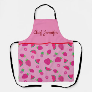 Pink strawberry, watermelon and pineapple custom  apron