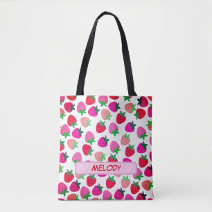 pink strawberryfield tropical summer nature fruit  tote bag