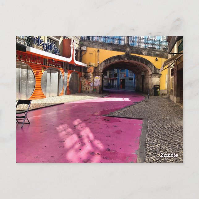 Pink Street, Lisbon, Portugal Postcard (Back)