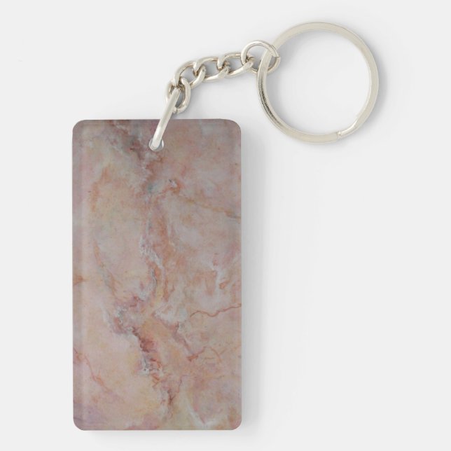 Pink striated marble stone finish key ring (Back)