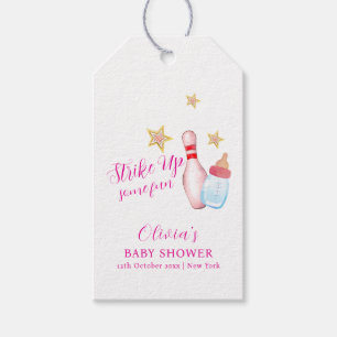 Pink Strike Up Some Fun Bowling Sport Baby Shower Gift Tags