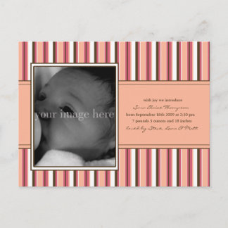 Pink Stripe Baby Announcement