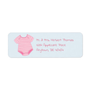 Pink Stripe Baby Romper Return Address Label