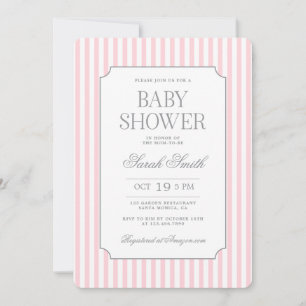 Pink Stripe Baby Shower Invitation