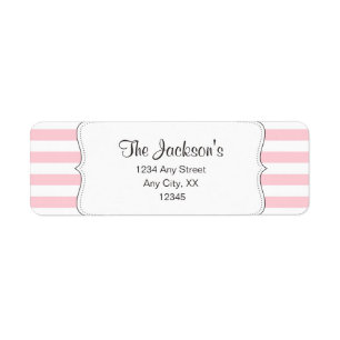 Pink stripe baby shower return address label