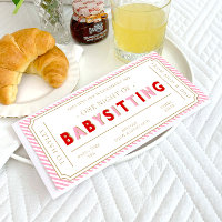 Pink Stripe Babysitting Gift Voucher Card