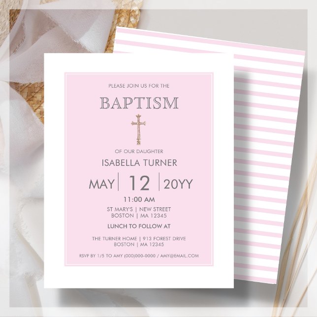 Pink Stripe | Baptism Budget Invitation (Creator Uploaded)