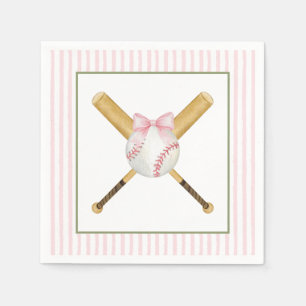 Pink Stripe Baseball Napkin