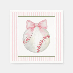 Pink Stripe Baseball  Napkin