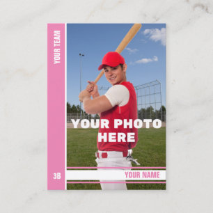 Pink Stripe Baseball Trading Card - Custom Stats