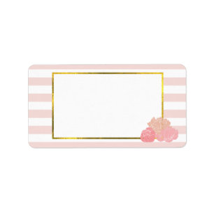 Pink Stripe & Blush Peony Address Labels
