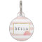 Pink Stripe & Blush Peony Personalised Pet Tag