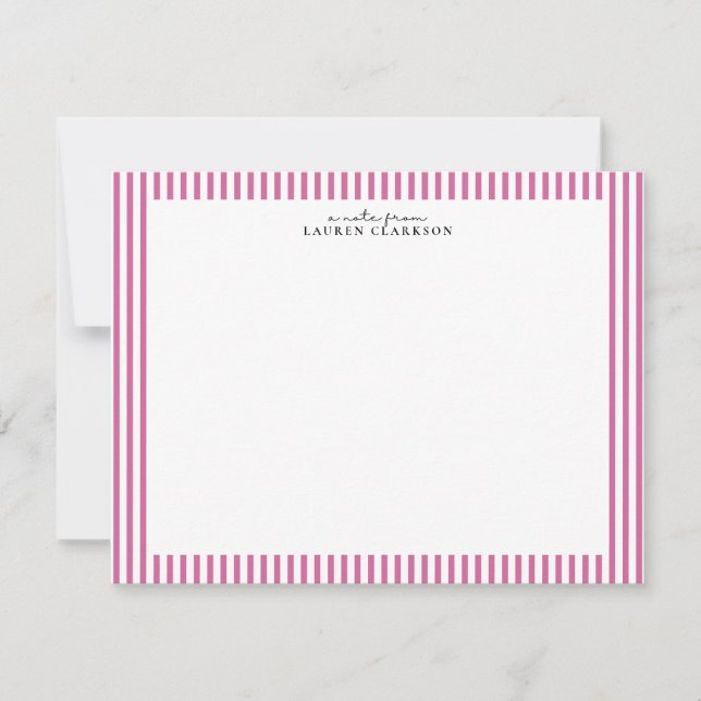 Pink Stripe Border Note Card (Front)