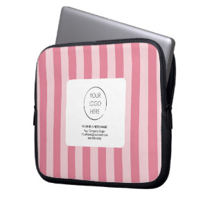 Pink Stripe Branded Logo Promotional Business Laptop Sleeve