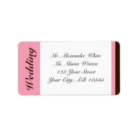 Pink Stripe Chocolate Brown Wedding Address Labels
