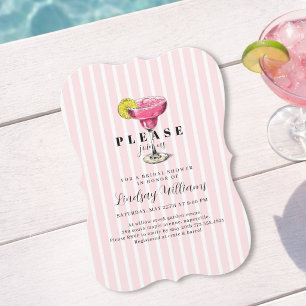 Pink Stripe Cocktail Bridal Shower Party Invitation