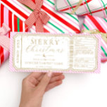 Pink Stripe Concert Ticket Gift Voucher Card<br><div class="desc">This fake Christmas concert gift voucher design features a stripe design. All of the text is fully editable. For more advanced customisation of this design,  simply select the "Customise It" button above.</div>
