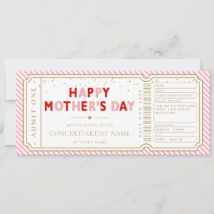 Pink Stripe Concert Ticket Gift Voucher Card