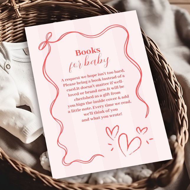 Pink Stripe Coquette Bow  Books for Baby Enclosure Card (Creator Uploaded)