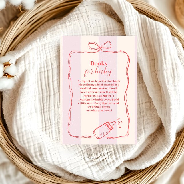 Pink Stripe Coquette Bow  Books for Baby Enclosure Card (Creator Uploaded)