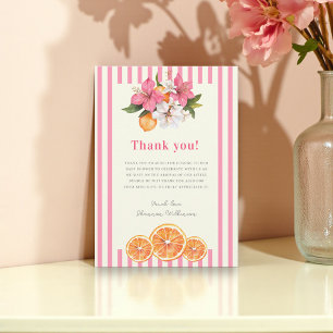 Pink Stripe Floral Baby Shower Thank You card