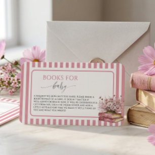 Pink Stripe Floral New Chapter Begins Baby shower Enclosure Card