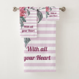Pink Stripe Floral Trust the Lord Towel Set