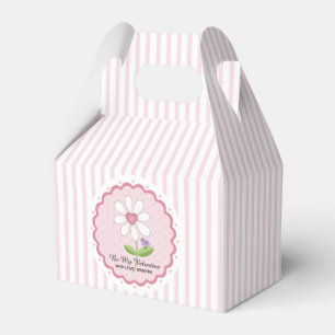 Pink Stripe Flower and Heart Valentine Favour Box