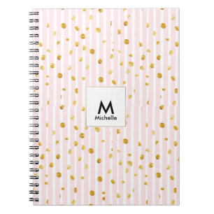 Pink Stripe & Gold Dots Notebook