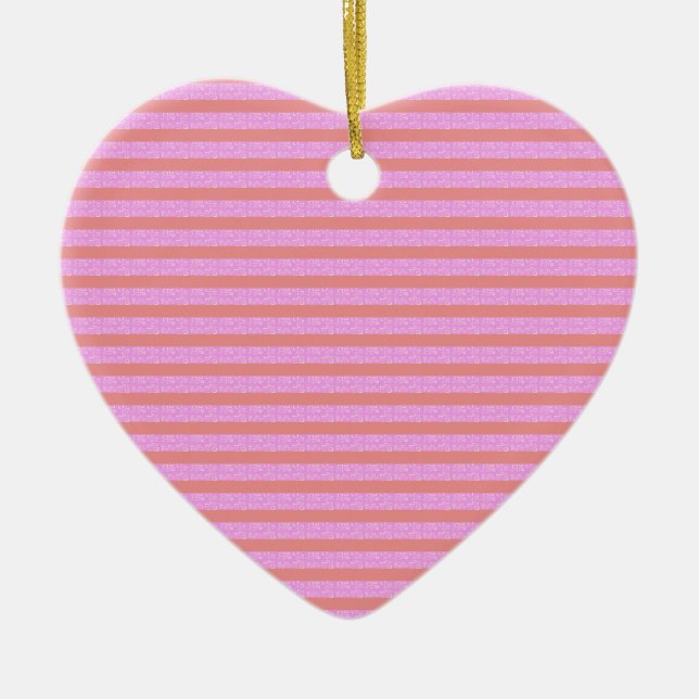 Pink Stripe Heart Ornament (Front)