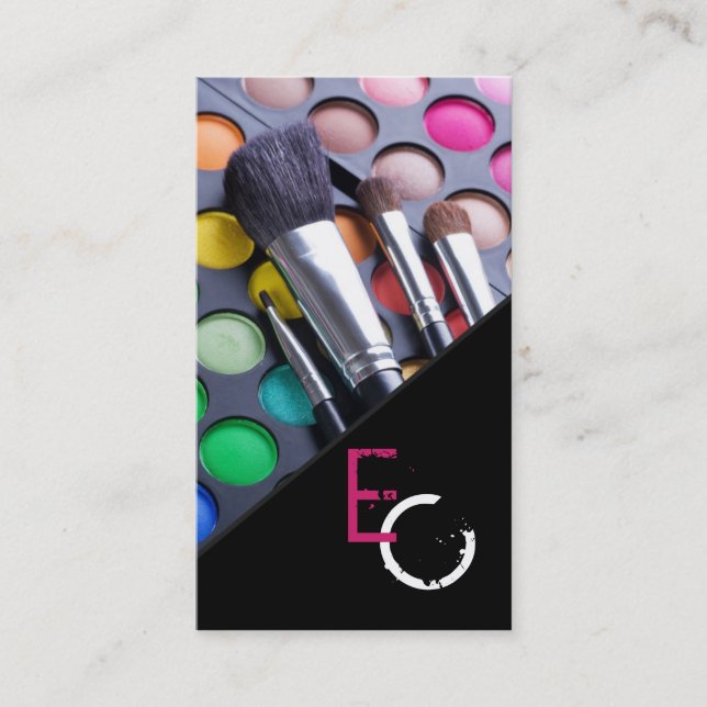 Pink Stripe Make Up Artist Palette Business Card (Front)
