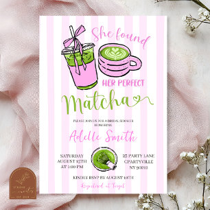 Pink Stripe Modern She found her perfect matcha br Invitation