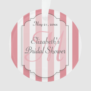 Pink Stripe Monogram Initial Personalised Ornament