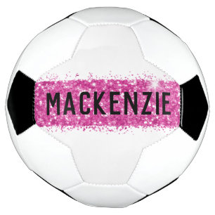 Pink Stripe Monogram Name Custom Personalised Soccer Ball