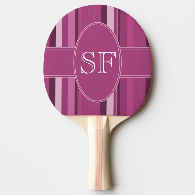 Pink Stripe Monogram Ping Pong Paddle (Front)