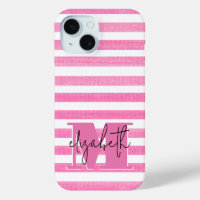 Pink Stripe Monogrammed